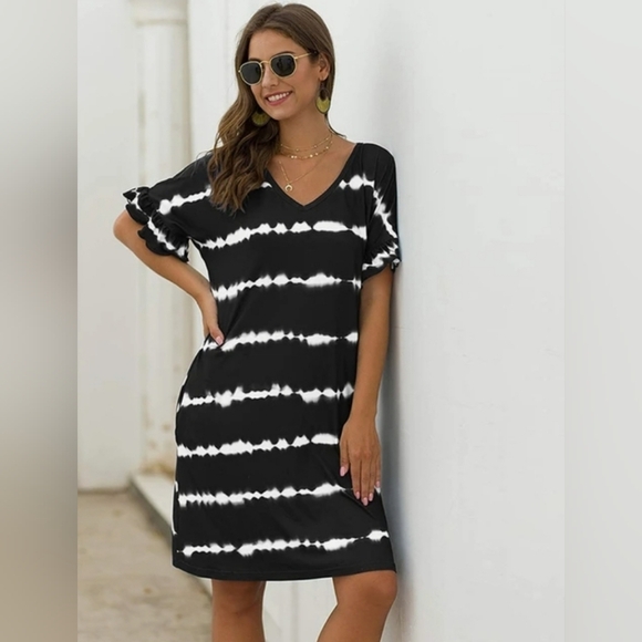 Sriped Tie Dye T-Shirt Dress New no tags - Picture 1 of 5